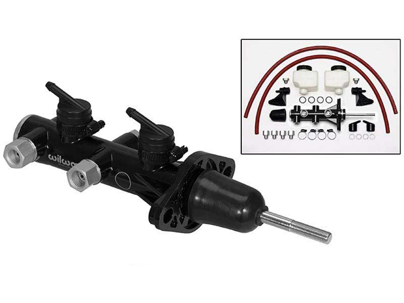 Wilwood 260-14242-BK Remote Tandem Outlet Master Cylinder With Pushrod, 15/16" Bore, Black