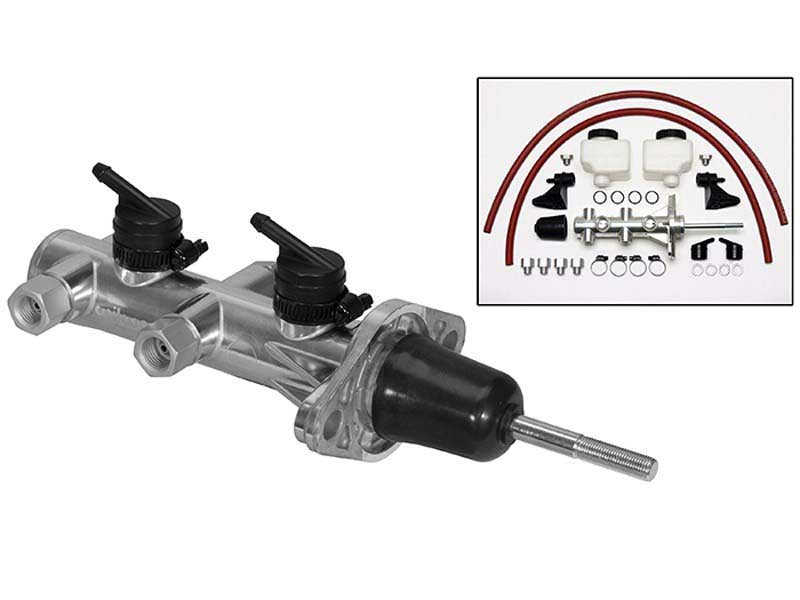 Wilwood 260-14242-P Remote Tandem Outlet Master Cylinder With Pushrod, 15/16" Bore, Silver