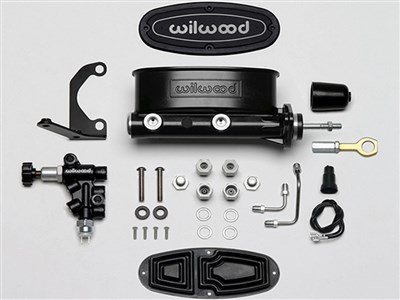 Wilwood 261-13272-BK Tandem Master Cylinder W/Bracket & Valve, 7/8", Black Finish, 1964-72 Mustang