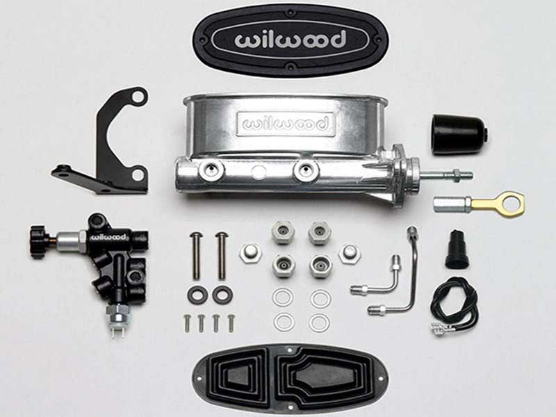 Wilwood 261-13272-P Tandem Master Cylinder W/Bracket & Valve 7/8" Chrome Powdercoat, 1964-72 Mustang