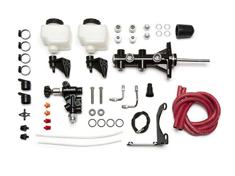 Wilwood 261-14249-BK Remote Tandem Master Cylinder Kit W/Pushrod Bracket and Valve 7/8" Bore, Black
