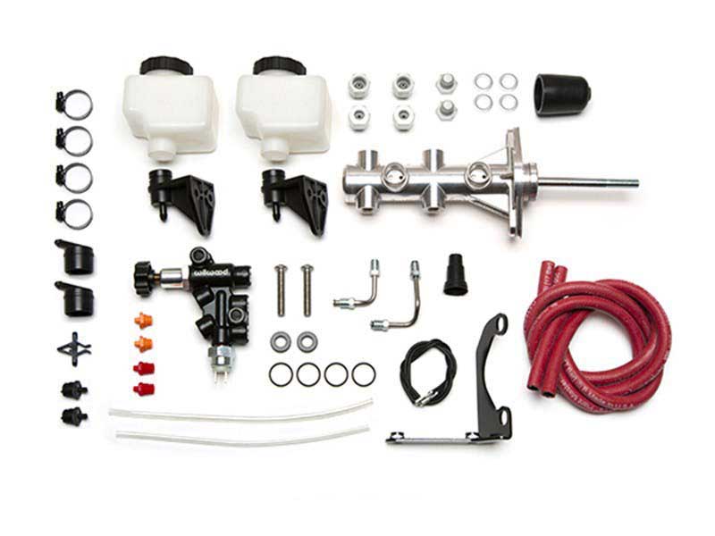 Wilwood 261-14390-P Remote Tandem Master Cylinder Kit W/Pushrod Bracket and Valve 1.0" Bore, Silver