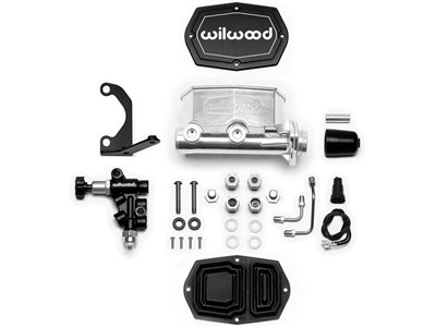 Wilwood 261-14963-P Compact Tandem Master Cylinder Kit W/Bracket and Valve, 1.0" Bore, Silver
