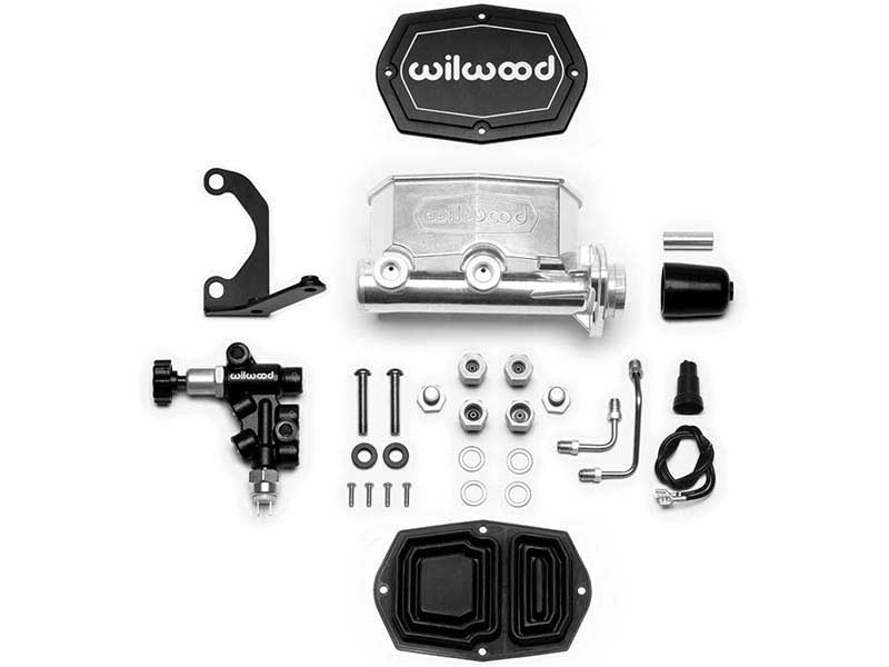 Wilwood 261-14963-P Compact Tandem Master Cylinder Kit W/Bracket and Valve, 1.0" Bore, Silver