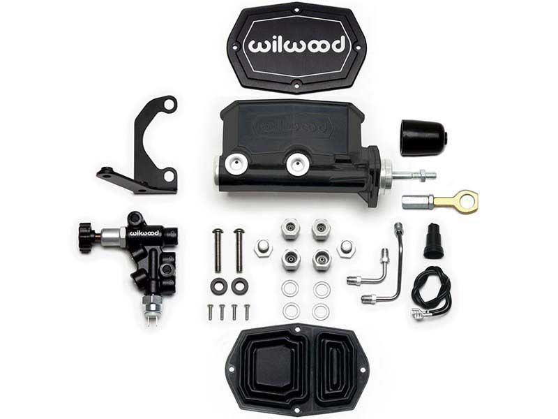 Wilwood 261-15522-BK Compact Tandem Master Cylinder W/Bracket & Valve, 7/8" Bore, Black, Mustang