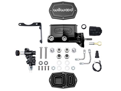 Wilwood 261-16796-BK Tandem Compact M/C Kit, L/H Bracket & Prop Valve, 15/16" Bore, Black, Mopar