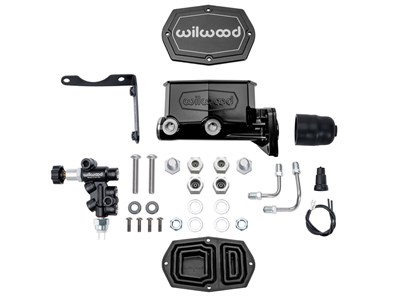 Wilwood 261-16797-BK Tandem Compact M/C Kit w L/H Bracket & Prop Valve, 1" Bore, Black-Mopar 4-Bolt