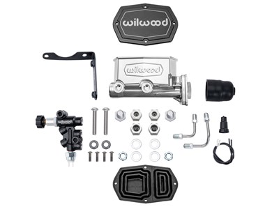 Wilwood 261-16797-P Tandem Compact M/C Kit w L/H Bracket & Prop Valve, 1" Bore, Chrome Mopar 4-Bolt