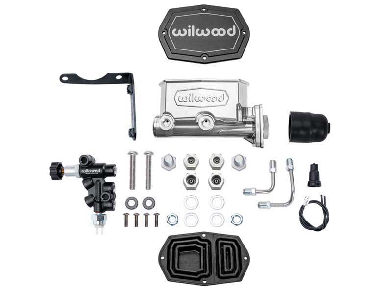 Wilwood 261-16798-P Tandem Compact M/C Kit w L/H Bracket & Prop Valve, 1-1/8" Bore, Chrome, Mopar