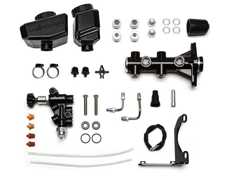Wilwood 261-16962-BK Remote Tandem 1" Black Master Cylinder Kit w/Bracket, Valve & GM Angle Res
