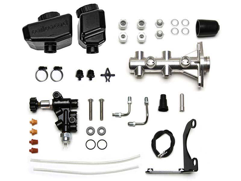 Wilwood 261-16962-P Remote Tandem 1" Chrome PCoat Master Cylinder Kit w/Bracket Valve & GM Angle Res