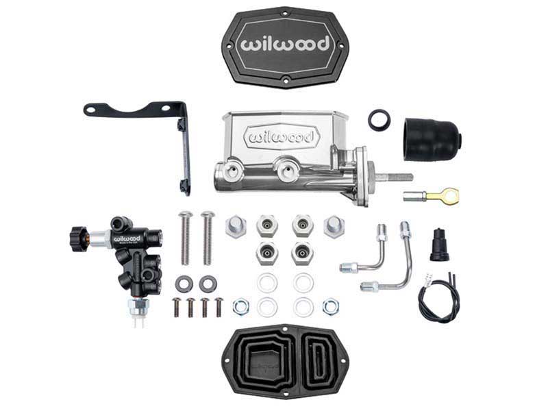 Wilwood 261-17319-P Tandem Compact M/C Kit, L/H Bracket & Prop Valve, 1" Bore, Chrome W/Push, Mopar