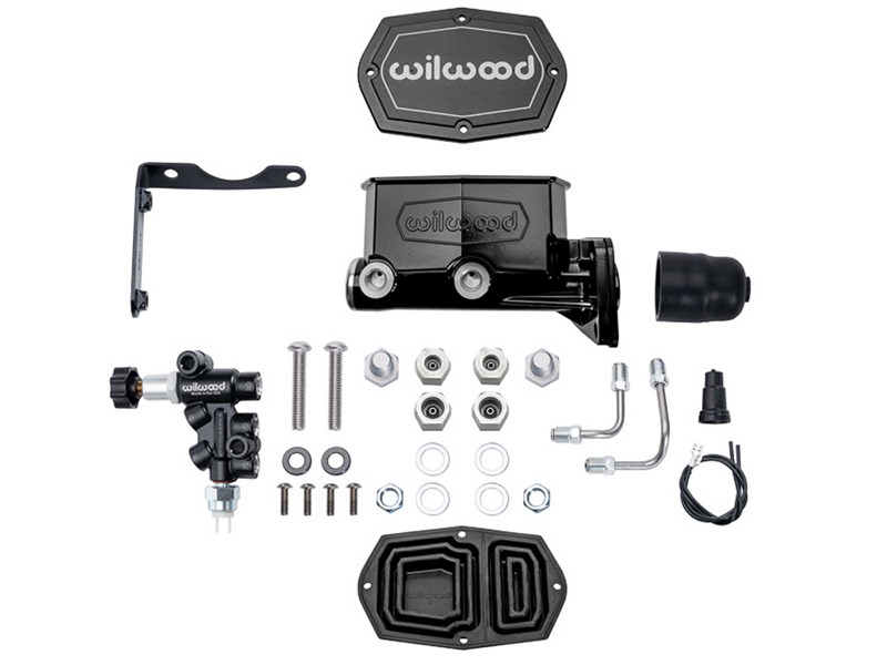 Wilwood 261-17798-BK Tandem Compact Integral Master Cylinder, 1-in, W/P-Valve, Black, RH for Mopar