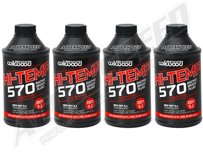 Wilwood 4-Pack of 290-0632 Hi-Temp 570-Degree High Performance Brake Fluid (4 - 12oz Bottles)