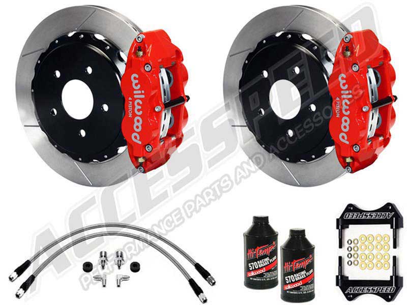 Wilwood SL6R 13" Rear Big Brake Kit With Brake Lines & Fluid, Red, Slotted, 1984-1987 Corvette
