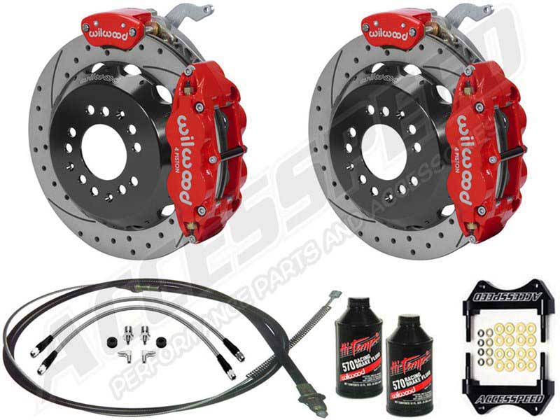 Wilwood SL6R 13" Rear Big Brake Kit With Brake Lines & Fluid, Red, Drilled, 1988-1996 Corvette