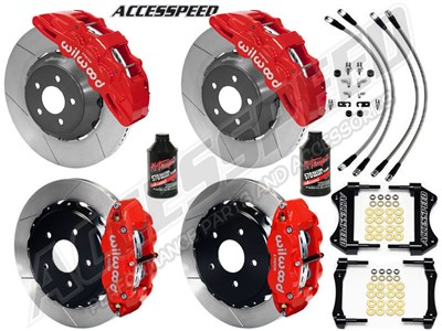 Wilwood SX6R 15" Front & SL4R 13" Rear Brakes, Red, Slotted, Lines, Fluid 2005-2013 Corvette C6