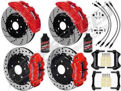 Wilwood SX6R 15" Front & SL4R 13" Rear Brakes, Red, Drilled, Lines, Fluid 2005-2013 Corvette C6