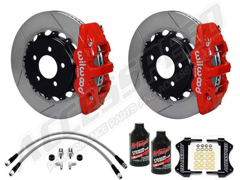 Wilwood Rear AERO4 Big Brake Kit, Red Calipers, Slotted Rotors & Brake Lines 2010-2019 Camaro