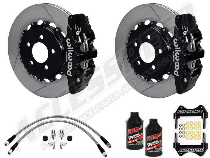Wilwood Rear AERO4 Big Brake Kit Black, Slotted Rotors, Brake Lines & Fluid 2010-2019 Camaro