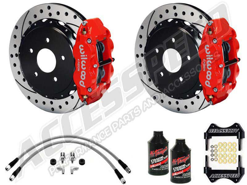Wilwood Rear 14" Superlite 4 Big Brake Kit, Red, Drilled, W/Brake Lines & Fluid 2010-2019 Camaro