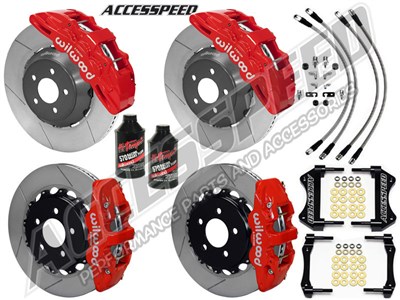Wilwood SX6R 14" Front & AERO4 Rear Brakes, Red, Slotted, Brake Lines, Fluid 2016-up Camaro SS