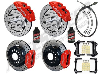 Wilwood DP6A Front & FDL Rear 12" Big Brake Combo Red Drilled, Lines, Fluid, 1962-1972 CDP 2.50 O/S