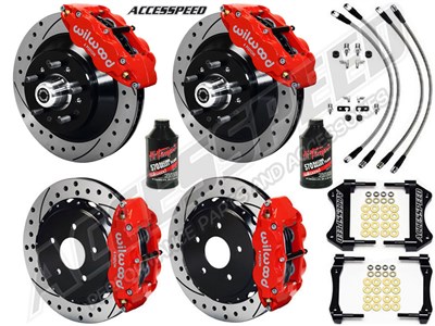 Wilwood SL6R Front & Rear 13" 1-Pc Big Brake Combo Red Drilled, Lines, Fluid, 1962-1972 CDP 2.36 O/S
