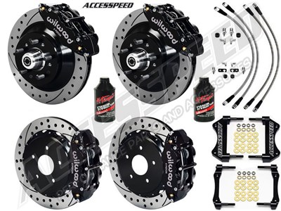 Wilwood SL6R Front & Rear 13" 1-Pc Brake Combo, Black, Drilled, Lines, Fluid, 1962-1972 CDP 2.36 O/S