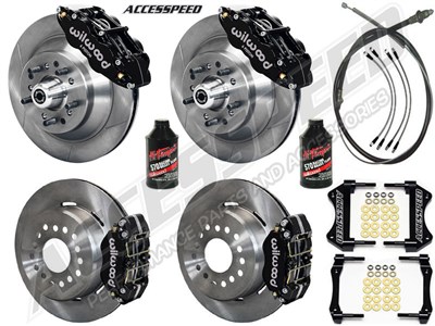 Wilwood SL6R Front 13" 1-Pc & FDL Rear 12" Brakes Black Slotted, Lines, Fluid, 1962-72 CDP 2.36 O/S