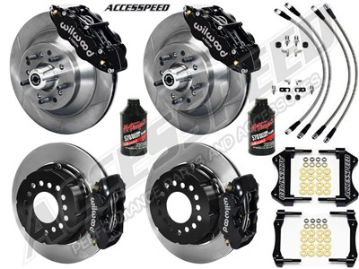 Wilwood SL6R Front 13" 1-Pc & FDL Rear 12" Brakes Black Slotted Lines, Fluid, 1962-1972 CDP 2.36 O/S