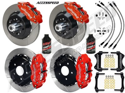 Wilwood SL6R Front & Rear 13" Big Brake Combo Red Slotted, Lines, Fluid, 1962-1972 CDP 2.36 Offset