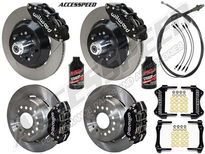 Wilwood SL6R Front 13" & Dynapro Rear 11" Brakes Black Slotted, Lines, Fluid, 1962-1972 CDP 2.50 O/S