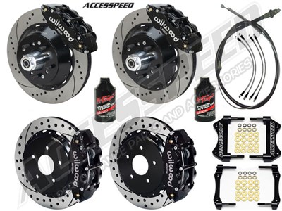 Wilwood SL6R Front & Rear 14" Big Brake Combo Black, Drilled, Lines, Fluid, 1962-1972 CDP W/2.36 O/S