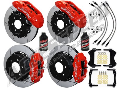 Wilwood TX6R 15.5" Front & SL6R 14" Rear Red Brake Kit Slotted Rotors Brake Lines 2015-up F150