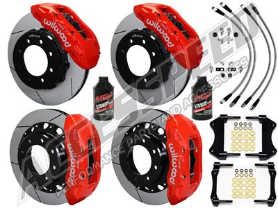 Wilwood TX6R 16" Front & TX6R 15.5" Rear Red Brake Kit Slotted Rotors Brake Lines 2005-2010 F250/350