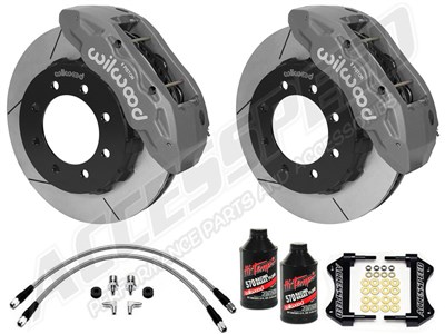 Wilwood TX6R 16" Front Brake Kit Gray, Slotted, Brake Lines & Fluid 2005-2010 Ford F250/350 4WD