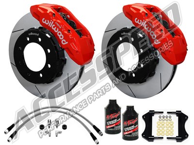 Wilwood TX6R 16" Front Brake Kit Red, Slotted, Brake Lines & Fluid 2005-2010 Ford F250/350 4WD