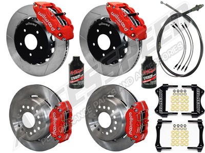 Wilwood SL6R 13" Front & DPL 12" Rear Big Brake Kit, Red, Slotted, 1966-75 Bronco W/Small 2.36" OS