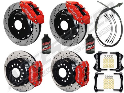 Wilwood SL6R 13" Front & DPL 12" Rear Big Brake Kit, Red, Drilled, 1966-75 Bronco W/Small 2.36" OS