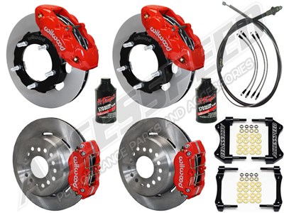 Wilwood D8-4 Front & DPL Rear 12" Big Brake Combo, Red Calipers, 1976-77 Bronco W/Big 2.00" OS