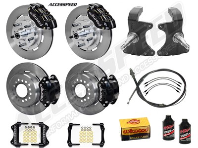Wilwood DPR Front & D154 Rear 12-in Big Brake Kit With Drop Spindles Black 1964-1974 GM A/F/X