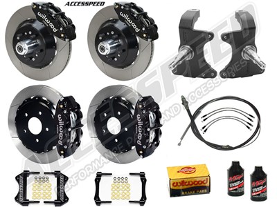 Wilwood Superlite 13" Front & Rear Big Brake Kit WITH Drop Spindle Black Slotted 1964-1974 GM A/F/X