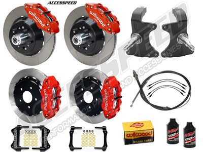 Wilwood Superlite 13" Front & Rear Big Brake Kit WITH Drop Spindle Red Slotted 1964-1974 GM A/F/X
