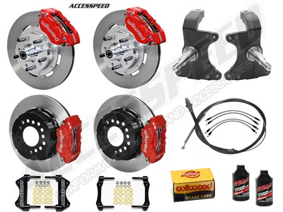 Wilwood DPR Front & FDL Rear 12-inch Big Brake Kit WITH Drop Spindles Red 1964-1974 GM A/F/XRed