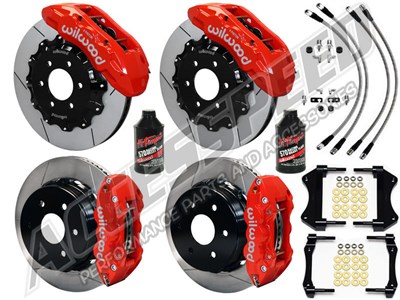 Wilwood TX6R 16" Front & AERO4 14" Rear Brake Kit Red Slotted, Lines & Fluid 2007-2018 GM 1500 Truck