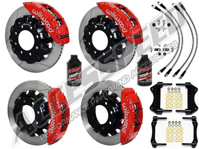 Wilwood TC6R 16" Front & Rear Brake Kit Red, Slotted, Brake Lines 2000-2006 GM 2500/3500 W/4.84 Rear