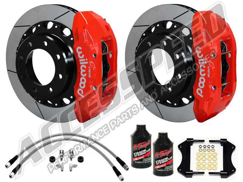 Wilwood TX6R 15.5" Rear Big Brakes, Red, Slotted Rotors & Brake Lines 2011-2019 GM 2500/3500