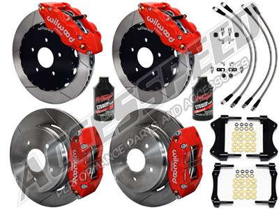 Wilwood FNSL6-DS Front 14" & DPR Rear Big Brake Kit, Red, Slotted & Brake Lines 2004-2006 GTO