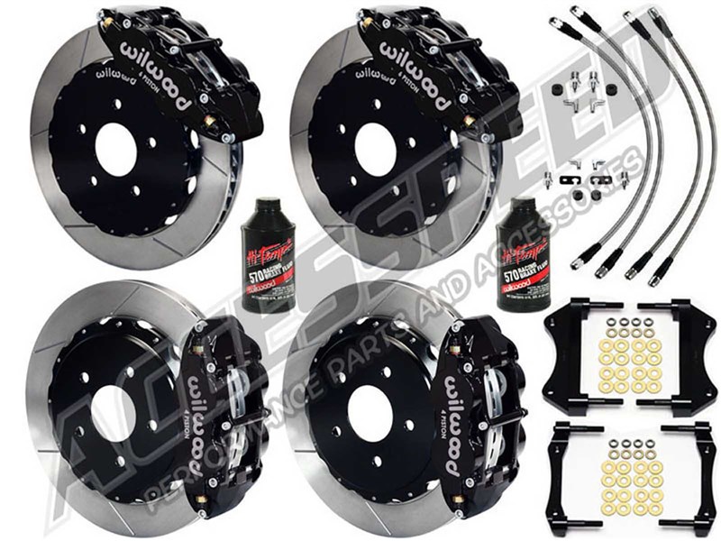 Wilwood SL6R 13" Front & SL4R 13.5" Rear Brake Kit, Black, Slotted, Lines, Fluid 2007-18 Wrangler JK